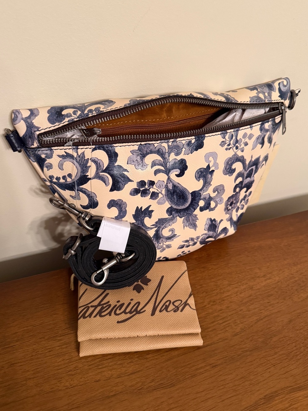 Patricia Nash Tinchi Blue Leather Crossbody Bag, Renaissance Revival, NWT